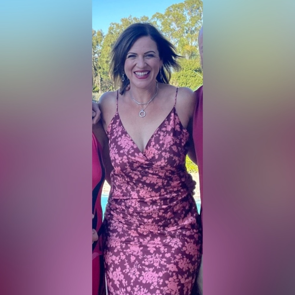 Dee Elly Burgundy Floral Dress